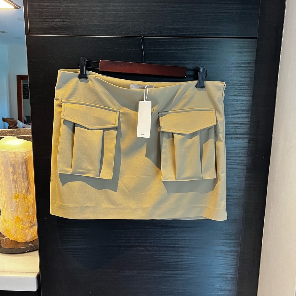 Mango Beige Mini Skirt with Pockets